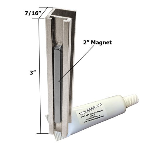 3" Nickel Frameless Shower Door U-Channel with 2" Magnet Clear 100% Pure RTV Silicone Sealant for 5/32", 3/16", and 1/4" Glass - Walmart.com