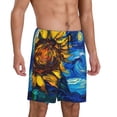 thumbnail image 2 of Logiee Sunflower Starry Night Vibes Print Men's Pajama Shorts with Drawstring & Pockets,Sleep Shorts for Men,Sleepwear Bottoms,Elastic Waistband Loungewear-3X-Large, 2 of 6