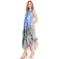 thumbnail image 3 of Sakkas Starlight Fourth Women's Tie Dye Caftan Tank Dress/Cover Up Beach Kaftan - 44-BlueBlack - One Size, 3 of 5