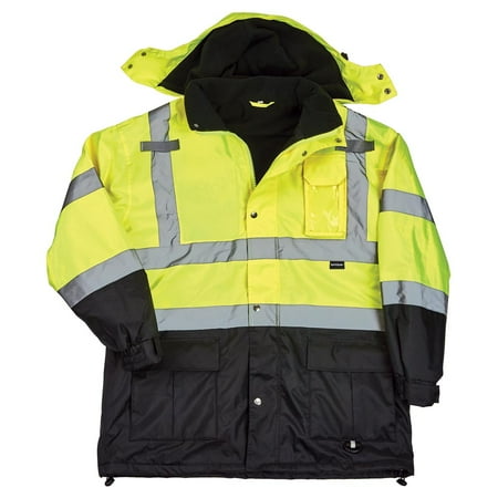 

SAFEGEAR Type R Class 3 Parka Jacket with Hood & Pockets - 2XL - Polyester Fleece Lime Green/Yellow & Black High Visibility Jackets for Men or Women - ANSI/ISEA Compliant - J. J. Keller & Associates