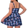 thumbnail image 5 of MecTo Women's Plus Size 2 Piece Tankini Set High Waist Tummy Control Bathing Suit with Swim Skirt, 5 of 8