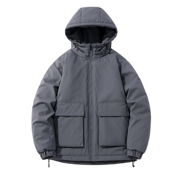 Men's Winter Down Jacket - Weather Resistant Winter Jackets for Men Quilted Warm Coat Puffer Jacket with Hood and Pockets,Color:Dark Gray,Size:L