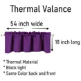 thumbnail image 6 of Gorgeous Home Linen 1-Piece Thermal Blackout Valance, 54x18 Rod Pocket Window Curtain, TVLO Purple, 6 of 6