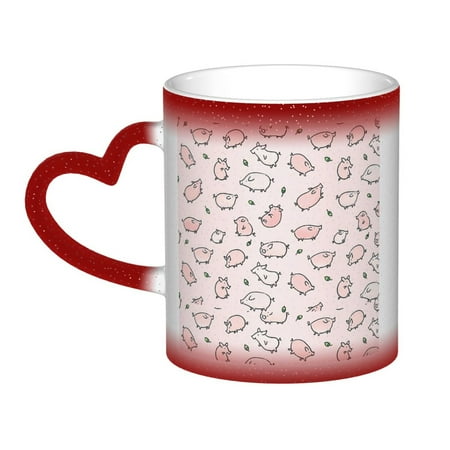 

Color changing mug in the sky Funny Coffee Milk Tea Mug Cup Pink Pigs Ceramic Cup