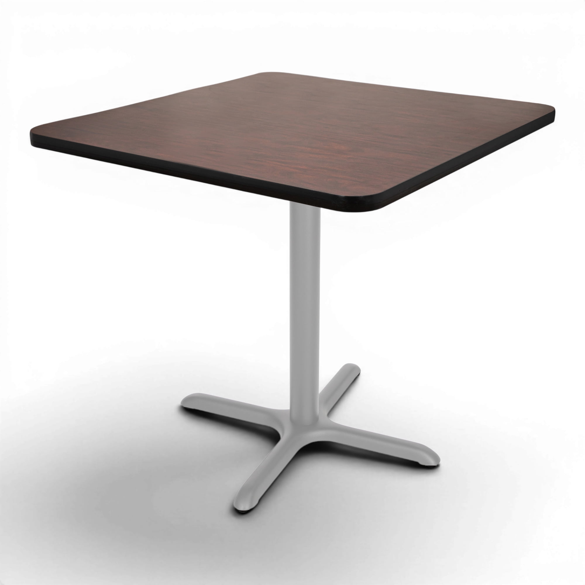 Hampden Furnishings Bennet Collection Steel Frame 36" Square Top, X Base, 30" Height, Cafe Table Grey Frame/Mahogany Top