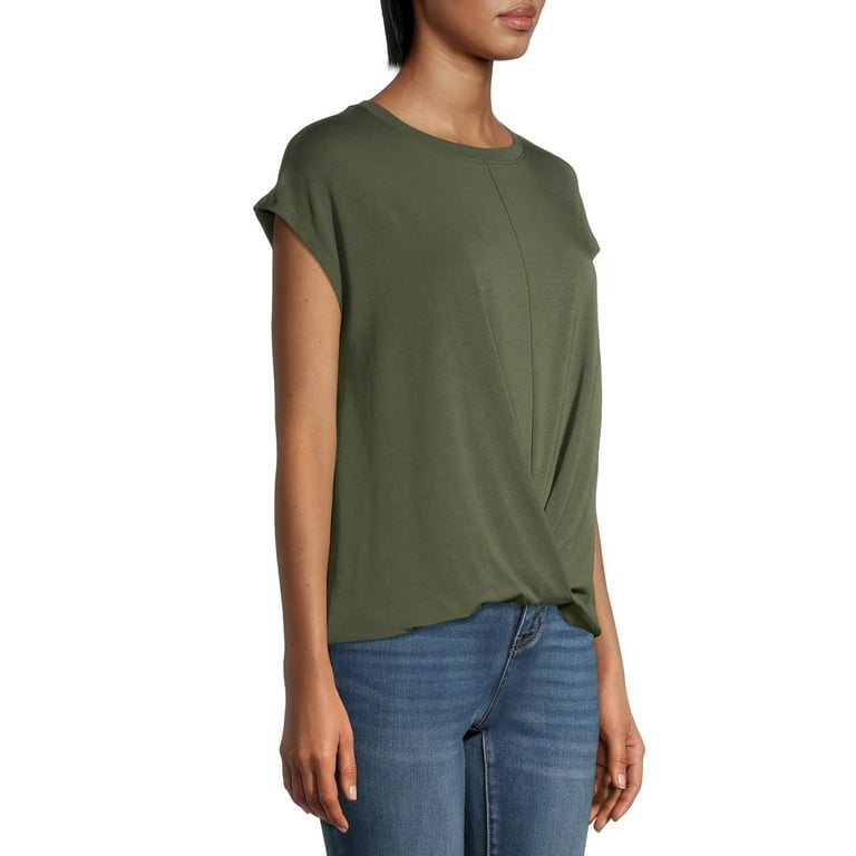 Time and Tru Women s Short Sleeve Twist T Shirt Walmart