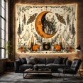 thumbnail image 4 of Floral Garden Textured with Crescent Moon Human Face, Nostalgic Vintage for Botanical Art Lovers, Botanical Wall Decor, Halloween Gift, Tapestry Wall Hanging for Bedroom and Dorm, 4 of 5