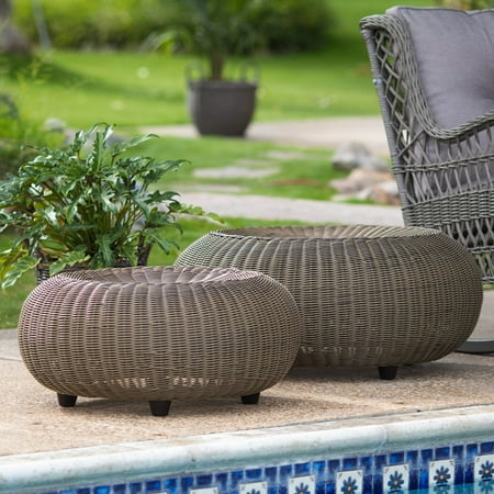 Belham Living Carlena All Weather Wicker Round Outdoor Ottoman Belham Living Carlena All Weather