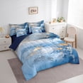 thumbnail image 3 of Feelyou Watercolor Abstract Ombre Bedding Comforter Set 7 Pieces, Art Oil Printing Full Bedding Set, Teens Adult Women Men Reversible Fitted Sheet Flat Sheet, Ultra Soft Bedroom Decor, 3 of 8