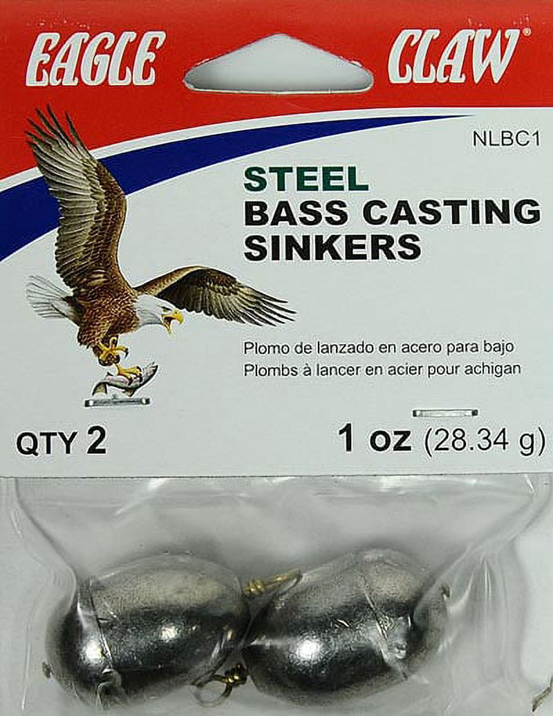 (2 pack) Eagle Claw Fishing, NLBC1 Steel Bass Casting Sinker, 1 oz.