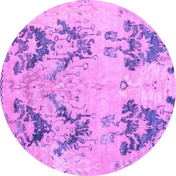 Ahgly Company Indoor Round Abstract Purple Modern Area Rugs, 5' Round