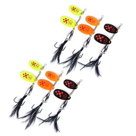 Fishing Lure Spinnerbaits HENGJIA 6PCS Fishing Lures with Feathered Treble Hooks Trout Bass Salmon Hard Metal Spinner Baits Kit Rooster Tail Fishing Lures Kits 1/2oz