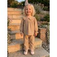 thumbnail image 4 of Cjfdfy Toddler Baby Girls Plaid Outfit Fashionable Long Sleeve Doll Collar Tops With Pants 2Pcs Fall Set Cute Pink Brown Plaid Fall Winter Outfit Size 6M-4Y, 4 of 6