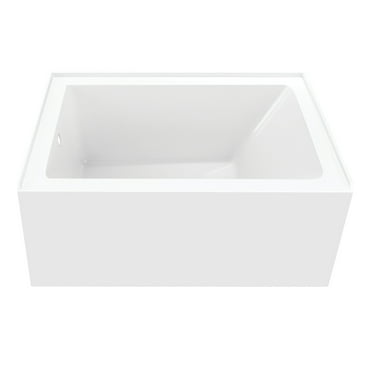 Aqua Eden VTAP4836L22 48" Acrylic Rectangular 3-Wall Alcove Tub, Left Hand Drain, Glossy White