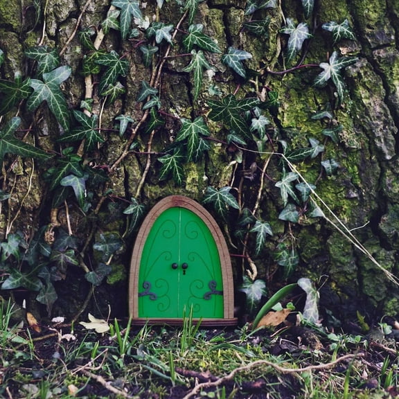 cpengpj 3D Sculpture Miniature Fairy House Kit Wooden Fairy Doors for Trees Outdoor Funny DIY Fairy House Accessories Lawn Home Wall Ornament