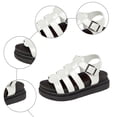 thumbnail image 5 of Rokment Women's Platform Gladiator Sandals Retro Roman Buckles Leather Fisherman Chunky Dress Flats Comfortable Walking Summer Shoes Beach White Size 6.5, 5 of 7