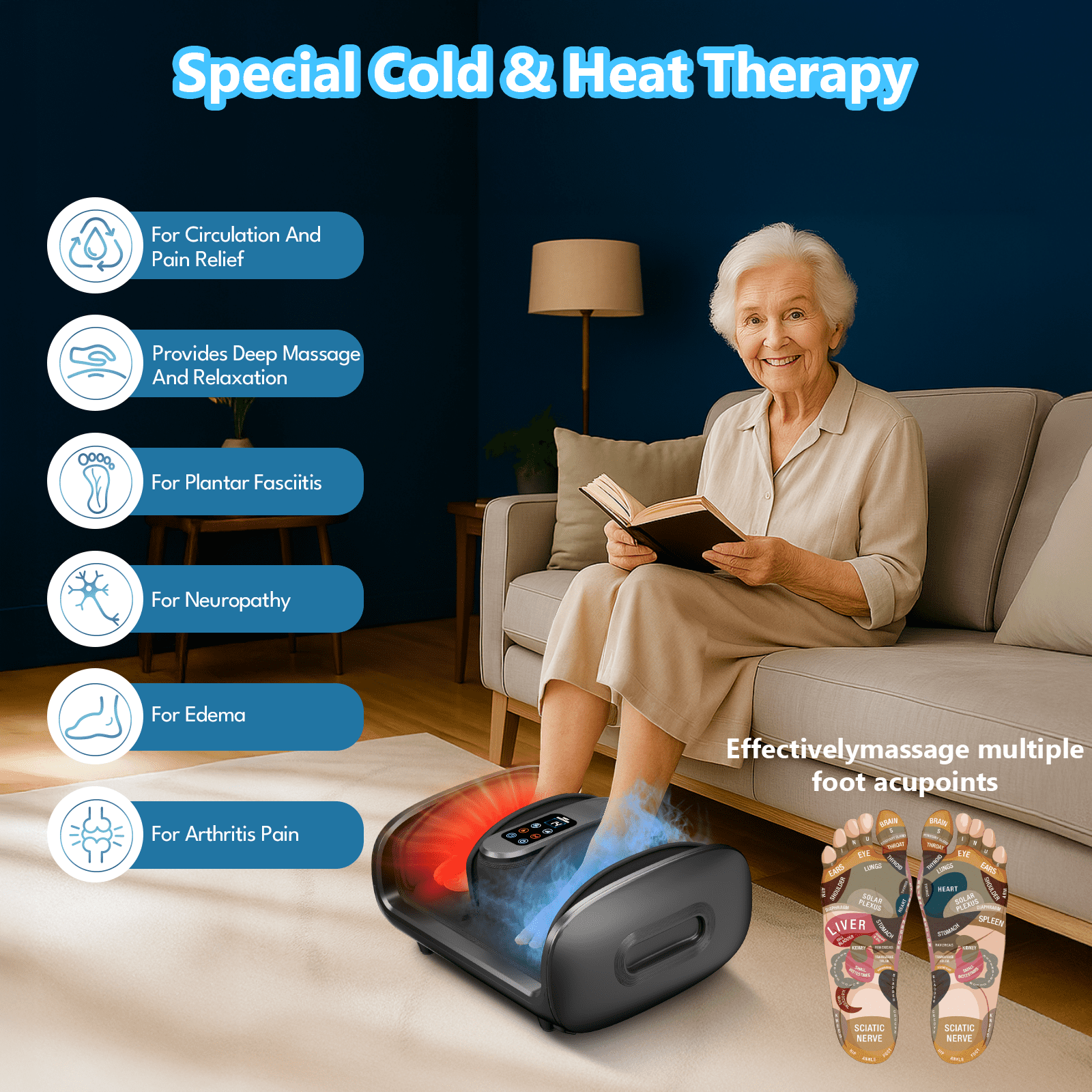 Laxodor Shiatsu Foot Massager, 3-in-1 Massager with Heat and Cold Pack, Circulation and Pain Relief for Legs, Feet, Calf and Ankle, FSA HSA Eligible, Gifts for Women & Men, Gray