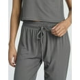 thumbnail image 5 of Real Essentials 2 Pack: Women's Ribbed Knit Cropped Short Sleeve Top with Jogger Sweatpants Lounge Set Sleep, 5 of 6