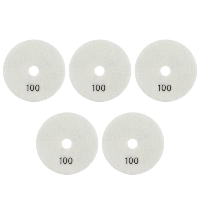 Kit de 5 discos de pulido húmedo de diamante de 4 pulgadas, discos de pulido suaves para mármol, granito y cerámica, grano 100