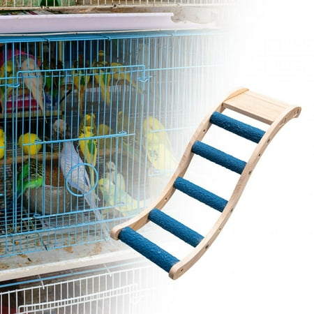 perfeclan Bird Wooden Ladder Toy, Pet Parrots Climbing Bridge, Wood Bird Perch Stand Bird Hanging Swing Cage Accessories,