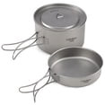 thumbnail image 1 of Lixada 2pcs Camping Cookware Set Titanium Pot Pan Cooking Set with Foldable Handles Mesh Carry Bag, 1 of 7