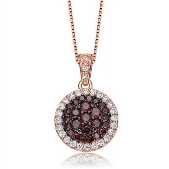 Prong Set Pendant with Lab-grown Round Cut Chocolate Essence and Brilliant Diamonds by Diamond Essence set in Rose Plated Sterling Silver