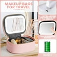 thumbnail image 3 of Small Makeup Bag Travel Train Case with Mirror and Light Mini Travel Makeup Train Case Cosmetic Organizer 3 Adjustable Brightness Toiletry Bag Portable Artist Storage, 3 of 7