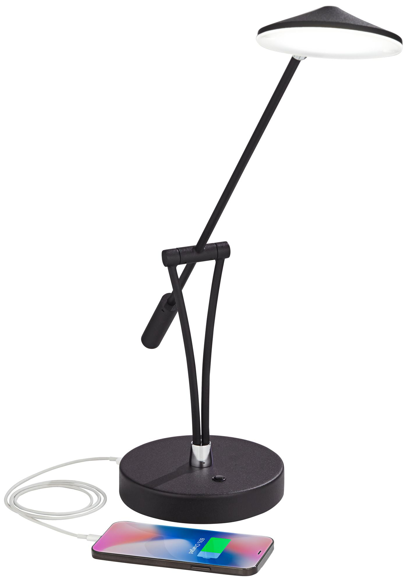 360 Lighting Modern Industrial Desk Table Lamp with USB Charging Port  Adjustable 26.75 High Black Antique Brass for Bedroom Bedside Office