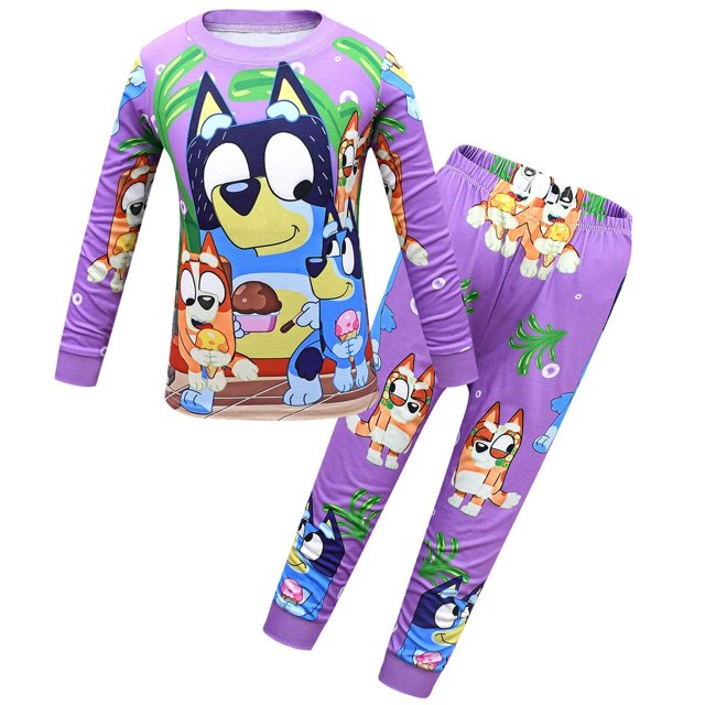 Pijama para niños para niña, camiseta de manga larga con perro de dibujos animados bonito + Pantalones, 2 conjuntos de pijamas de Navidad, ropa de dormir de 100-140cm