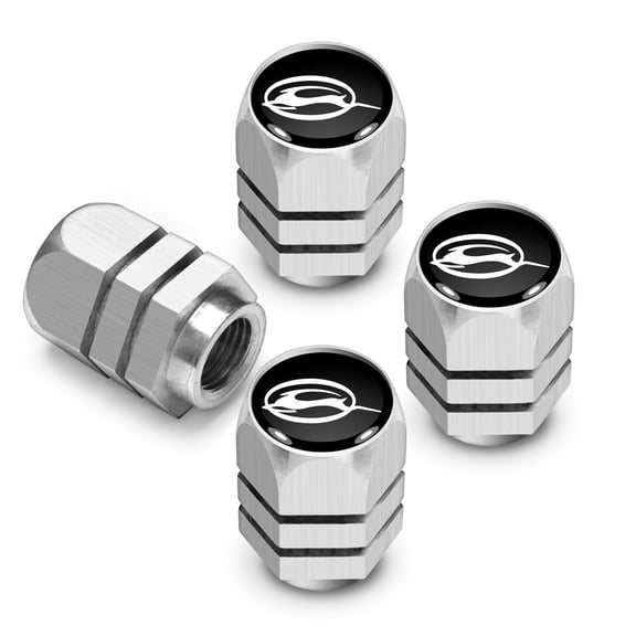 iPick Image for Chevrolet Impala Logo in Black on Silver Hexagon Shape Aluminum Tire Valve Stem Caps, Official Licensed