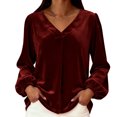 thumbnail image 7 of Plcasen Womens Velvet Tops V Neck Long Sleeve Fall Winter Trendy Dressy Casual Loose Tunic Shirts, 7 of 7