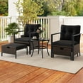 thumbnail image 4 of Costway 5 PCS Outdoor Furniture Set Rattan Chairs & Ottomans with Glass Topped Coffee Table Black, 4 of 10
