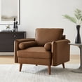 thumbnail image 2 of Armchair Chair, Brown, Faux Leather, Living Room Lounge Cafe Lobby Hospitality Restaurant, Modern Contemporary, HB37339, 2 of 9