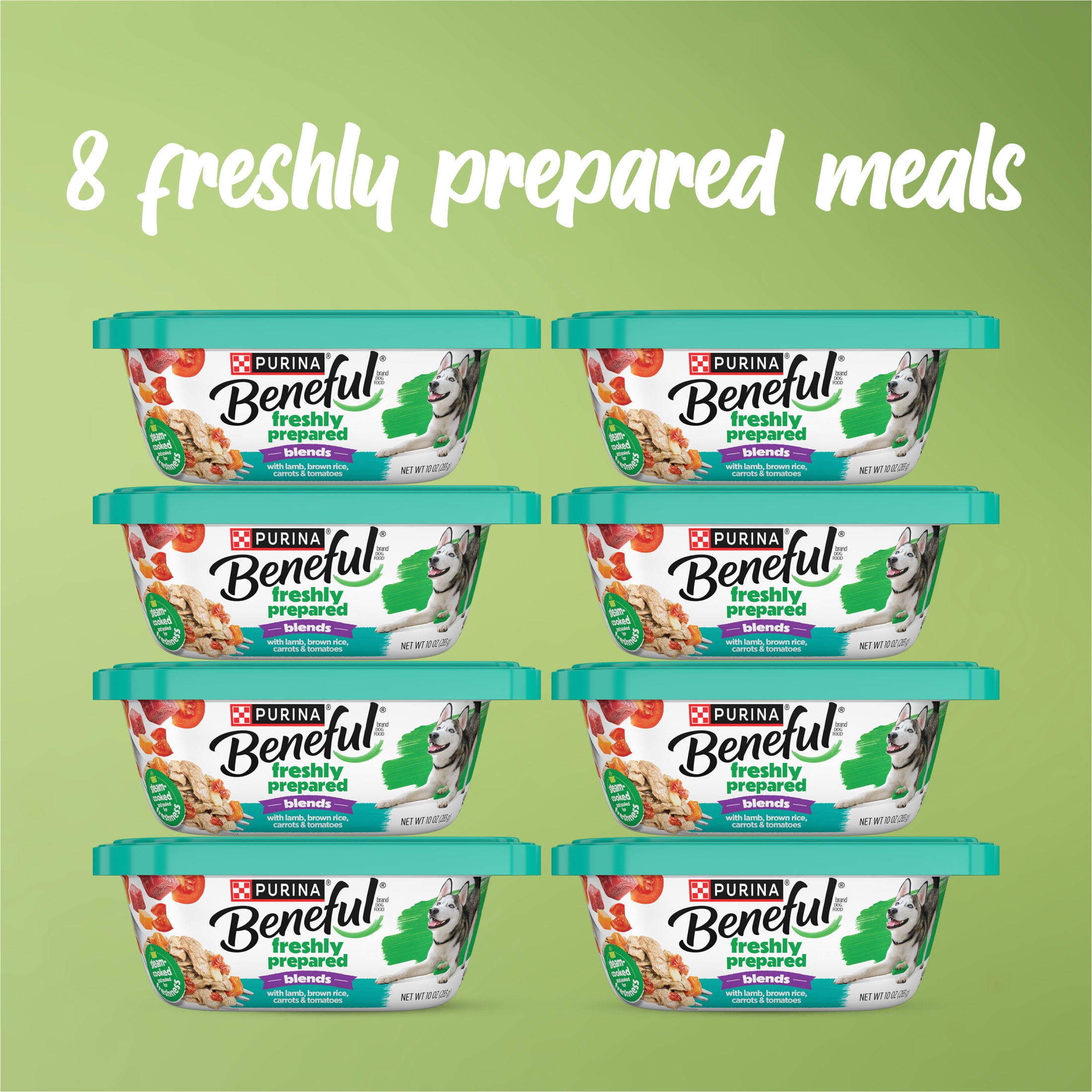 Purina Beneful Freshly Prepared Blends Wet Dog Food With Lamb, Brown Rice, Carrots and Tomatoes, 10 oz, 8 Pack