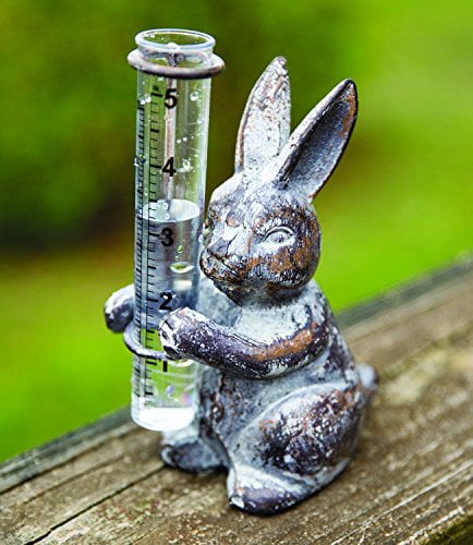 Cast Iron Bunny Rain Gauge Vase Statuary by ITGAM Products