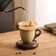 thumbnail image 3 of Taza de café con mango de madera, taza de cerámica cónica de 210 ml, taza de café con leche vintage cónica, base de madera estable, taza de té decorativa., 3 of 8