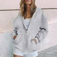 thumbnail image 2 of Duoif Womens Zip up Hoodies, Women's Autumn & Winter Cardigan - Hooded Pocket Sweatshirt Womens Sweatshirt Grey XXXL, 2 of 8