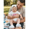 thumbnail image 5 of BemeyourBBs Newborn Baby Girls Little Sister Outfit Waffle Knit Ruffle Romper Little Sis Letter Embroidery Short Sleeve Infant Bodysuit Jumpsuit Headband Cute Baby Girl Summer Clothes, 5 of 9