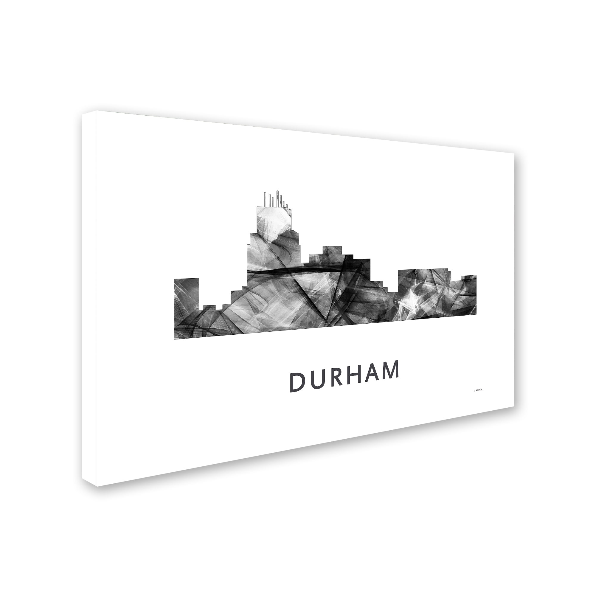 Trademark Fine Art 'Durham North Carolina Skyline WB-BW' Canvas Art by Marlene Watson