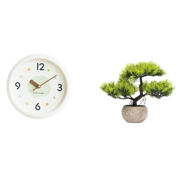 Reloj de pared moderno con árbol bonsái artificial, reloj colgante de pared, colección de bonsáis , reloj decorativo de planta artificial para d