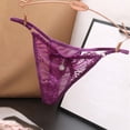 thumbnail image 4 of Panties for Women,Exquisite Underwear Transparent Lace Low Waisted Thong Seamless Elastic Breathable T-Shaped Panties,Womens Underwear,Purple,One Size, 4 of 4