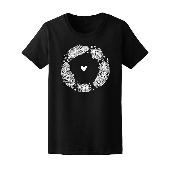 Vintage Boho Feathers & Heart Tee Women's -Image by Shutterstock