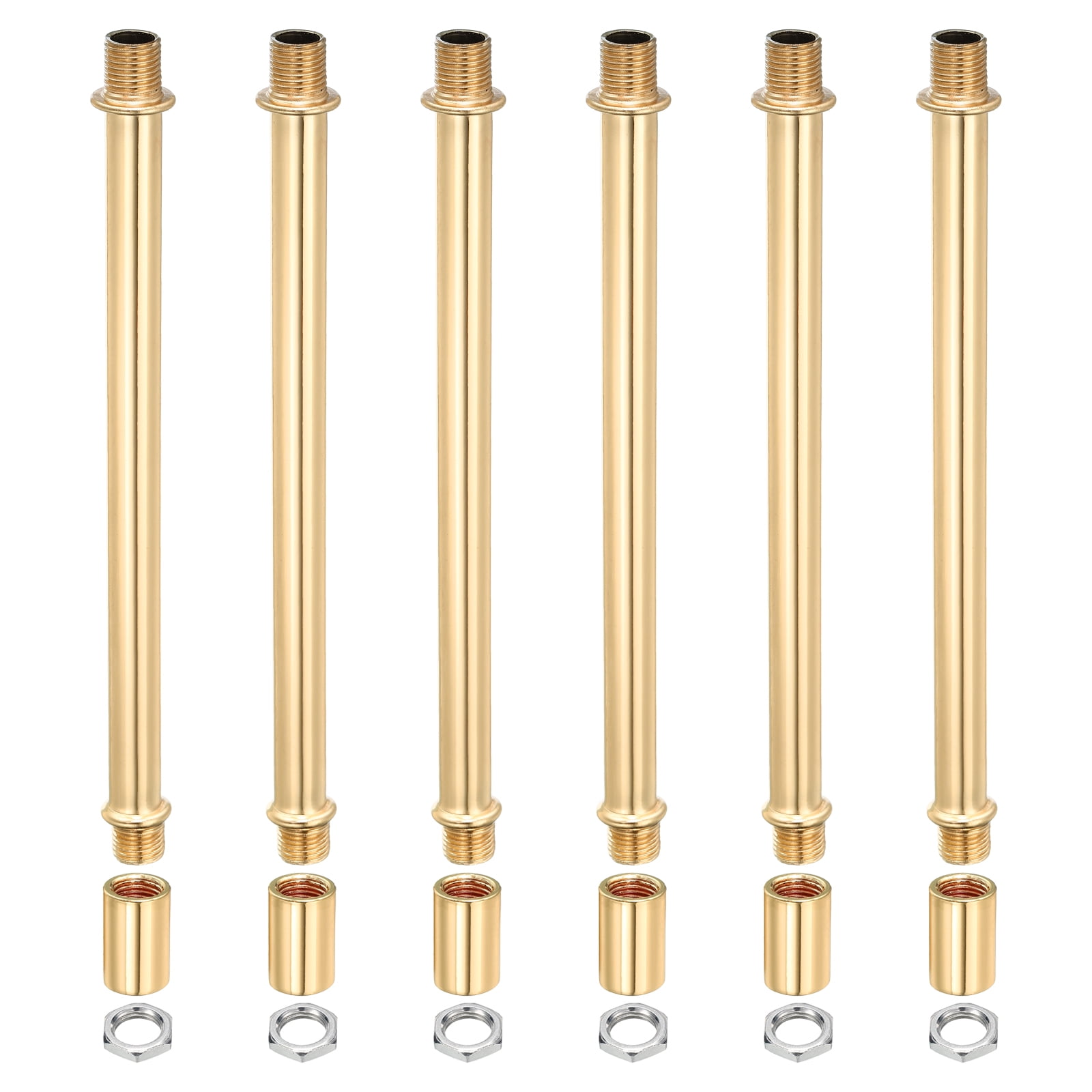 Uxcell Lighting Downrod 6 Inch Long M10 Threaded Extension Rod Lighting Fixtures Gold Tone 6 Set