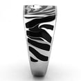 thumbnail image 3 of Anillo Color Plata Para Hombres de Acero Inoxidable Rectangular en Color Zebra, 3 of 4