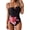Black flowers, variant on Women's One Piece Swimsuit Push Up Wrap Front Tummy Control Bathing Suits Bandeau Support Slimming Swimwear