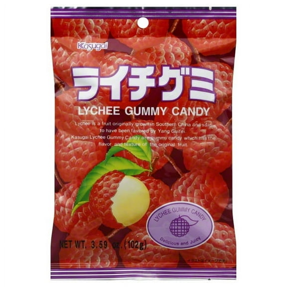 Kasugai Gummy Litchi Fresh and Juicy Candies, 4.41 oz