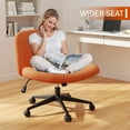 thumbnail image 5 of Meilocar Criss Cross Chair with Wheels, Cross Legged Office Chair, Armless Office Chairs Height Adjustable Swivel Vanity Chairs for Home Office Bedroom, PU Leather, Orange, 5 of 12