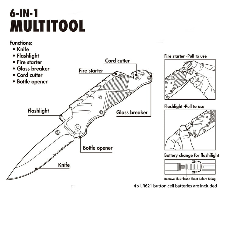 Ozark Trail 6-in-1 Multi Tool, Knife with Light, Model 5335