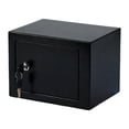 thumbnail image 1 of Caja de seguridad con cerradura para uso doméstico, contenedor de metal negro, personal con llaves para depositar dinero, joyas, versátil., 1 of 9
