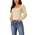 thumbnail image 1 of SUÉTER CROP DE MANGA LARGA CON CUELLO CUADRADO Y AJUSTE SLIM PARA MUJERES INSPIRAR CHIC XL BEIGE, 1 of 5
